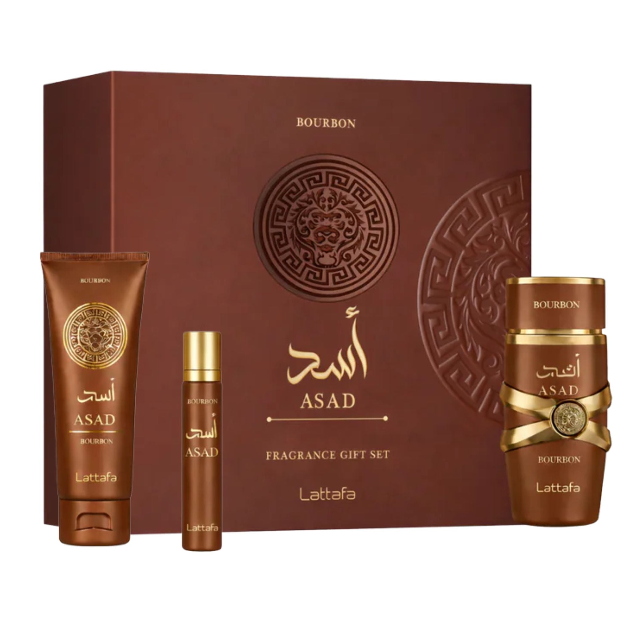 Lattafa Asad Bourbon 3-Piece Set 3.4oz Men EDP – DH&P